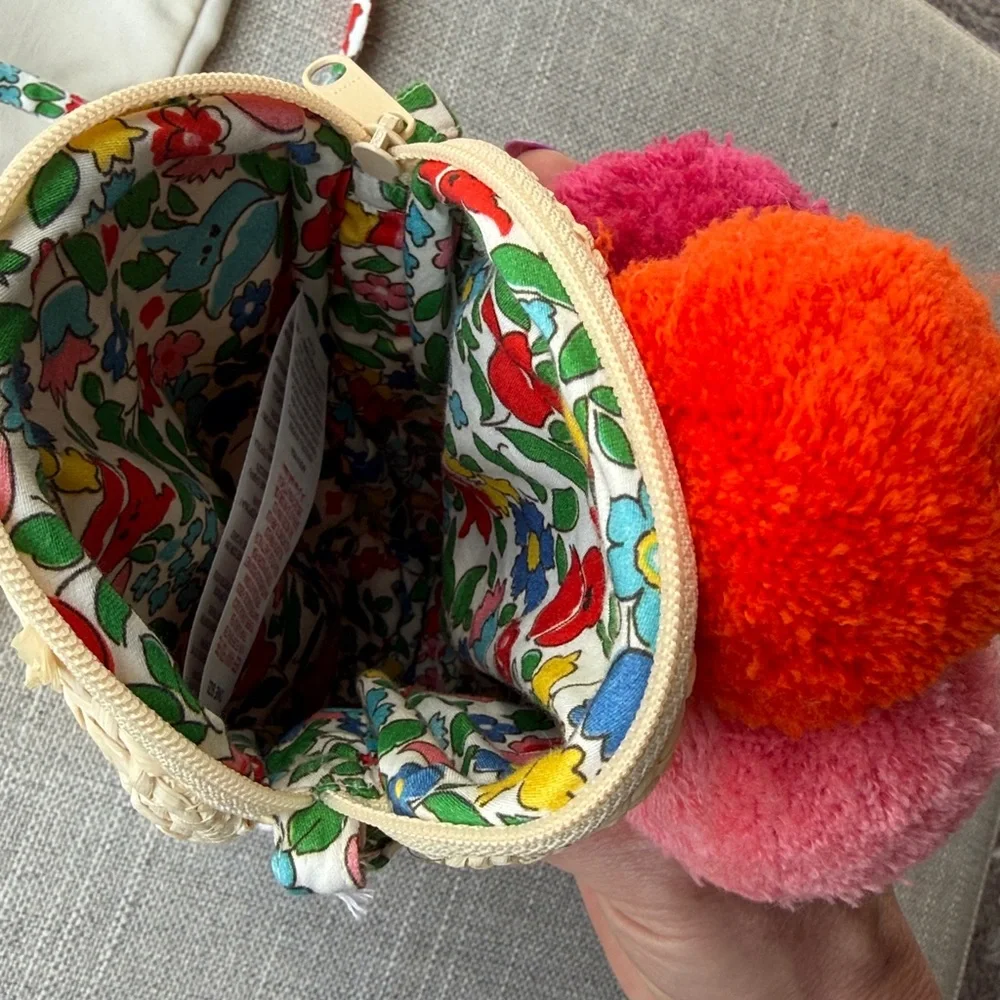 Boden Kids Pom Pom Crossbody Ice Cream shape purse Pink, Red, and Purple - Picture 3 of 3